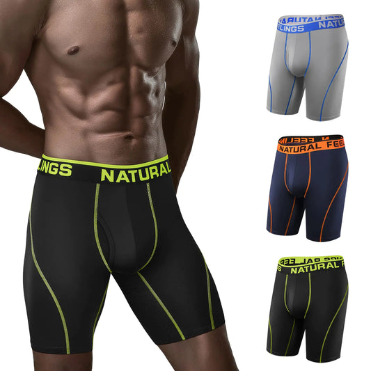 Natural Feelings Mens Underwear Boxer Briefs Long Leg 9 Inch Performance Boxer Briefs for Men