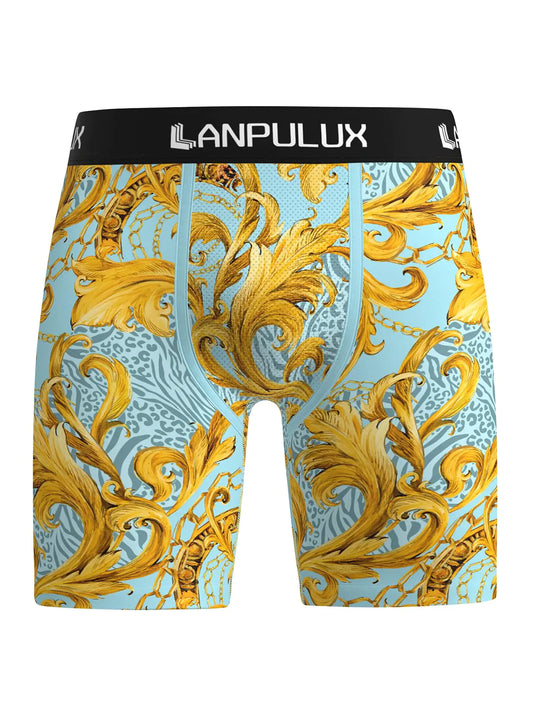 Lanpulux Men’s Boxer Briefs – Moisture-Wicking, No-Fly Underwear with Funny Prints (Breathable & Wedgie-Free Fit)
